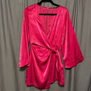 Zara size women’s medium magenta wrap shirt dress